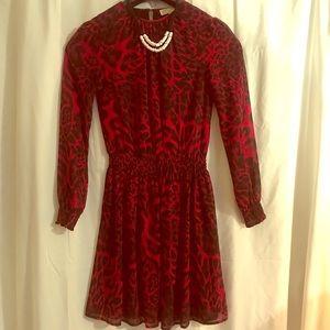 Long sleeve black and red Michael Kors dress